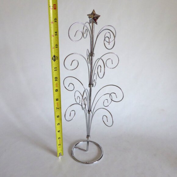 NEW 16” CHRISTMAS SILVER CHROME ORNAMENT GREETING CARD HOLDER DISPLAY STAND - Picture 2 of 6
